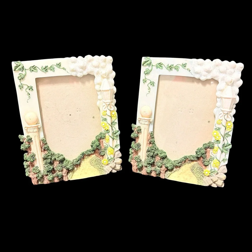 Vintage Wal-Mart Garden Path 3D Resin Picture Frames Set of 2 Cottagecore 5x7